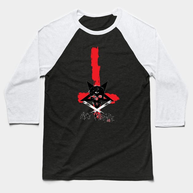 Art Pirate Logo 2019 Upside Down Cross Baseball T-Shirt by artpirate
